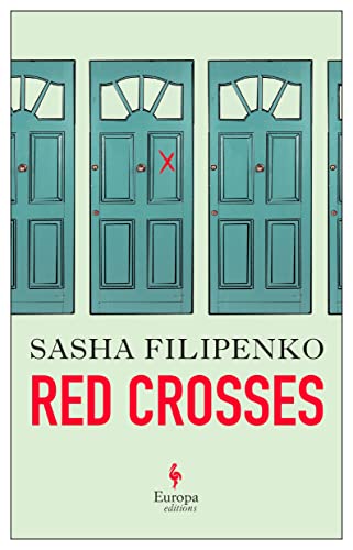 Book cover: three teal doors with red crosses, title "Red Crosses".