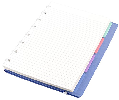 Blue A5 sized notebook with refillable pages and a Vista branded cover.