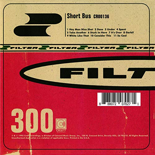 CD cover for Filter’s “Short Bus” with red, black, and tan design.