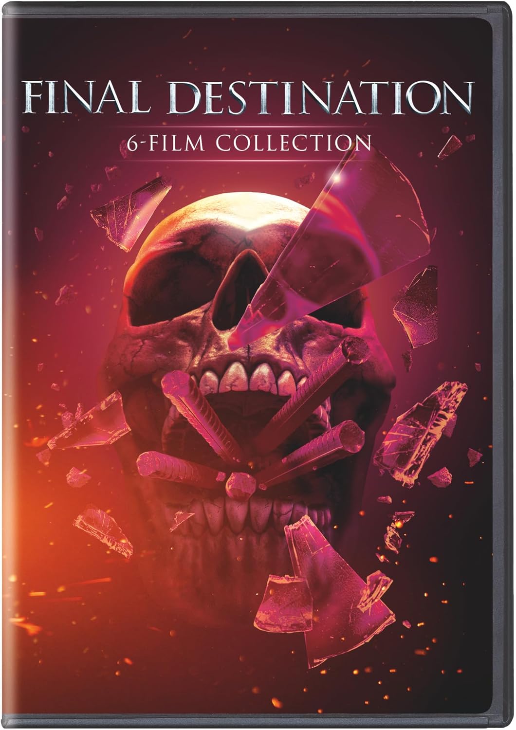 Final Destination" 6-film DVD cover featuring a cracked skull with debris.