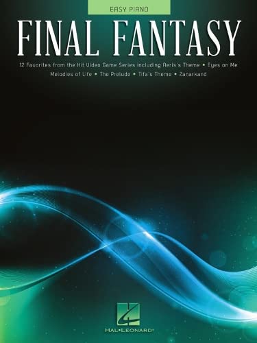 “Final Fantasy” easy piano songbook cover with blue abstract swirls.