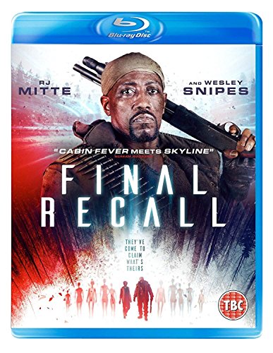 Final Recall" Blu-ray cover featuring RJ Mitte with a shotgun, and silhouetted figures.