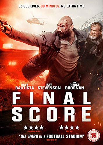 Action movie poster with two men, one holding a gun, amidst explosion and helicopter.
