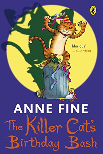 Book cover: orange tabby cat wearing a party hat on a trashcan.