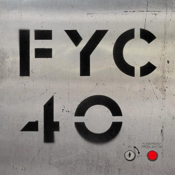 CD cover for Fine Young Cannibals’ “FYC40” with stenciled text.