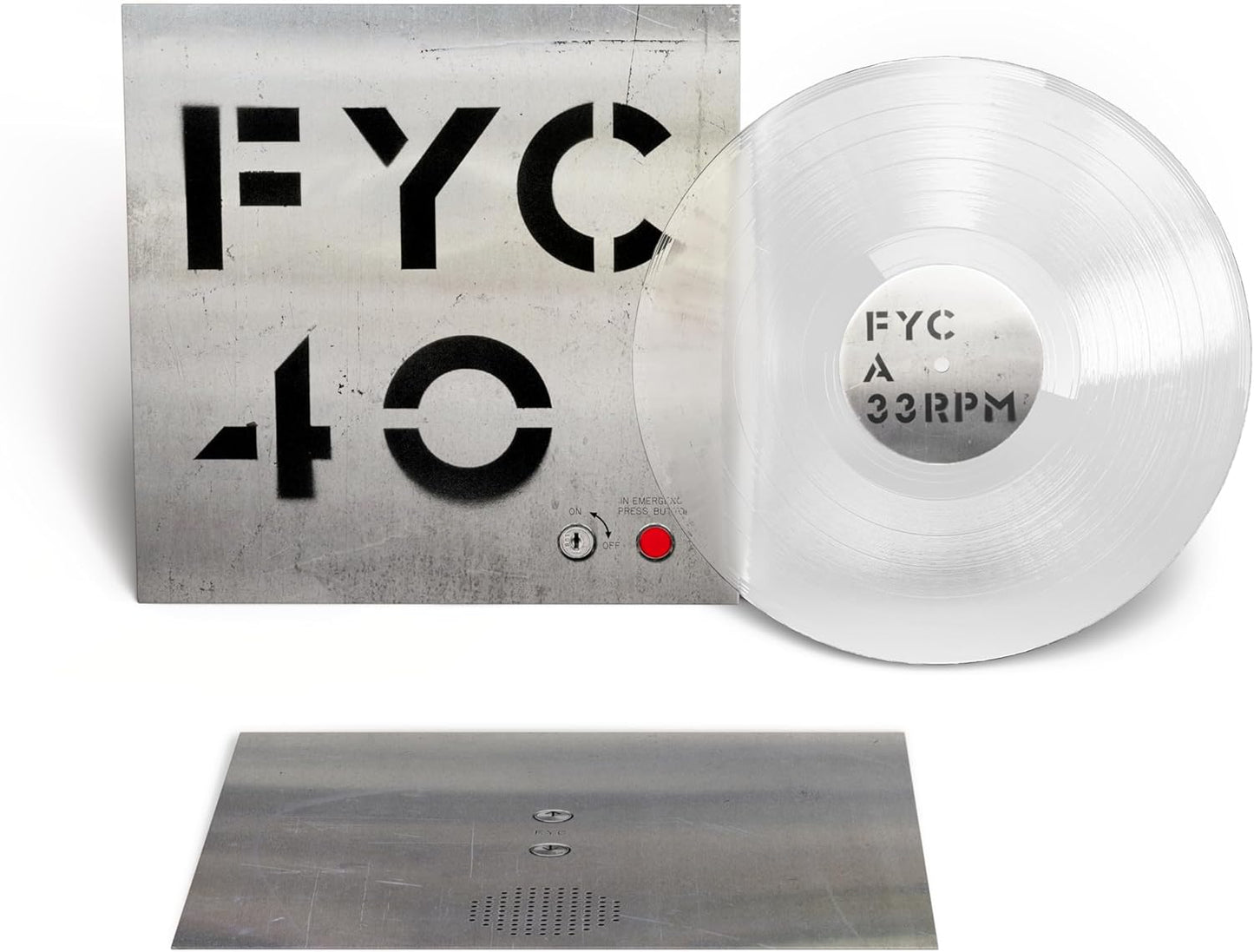 Clear vinyl LP of Fine Young Cannibals’ “FYC40” with album cover and inner sleeve.
