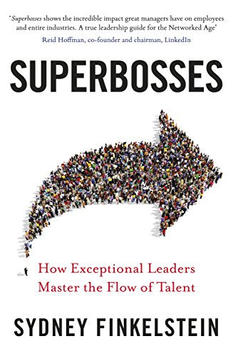 Book cover for “Superbosses” with a crowd forming an arrow shape.