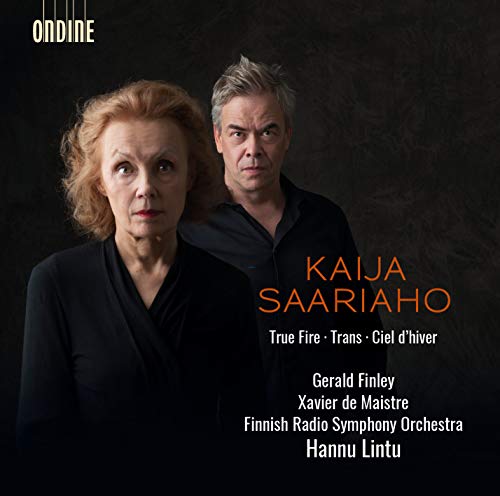 CD cover featuring portraits of two people and composer Kaija Saariaho’s name.