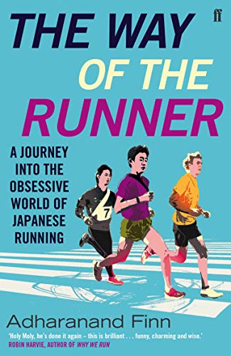 Book cover showing three runners on a blue background with large text.
