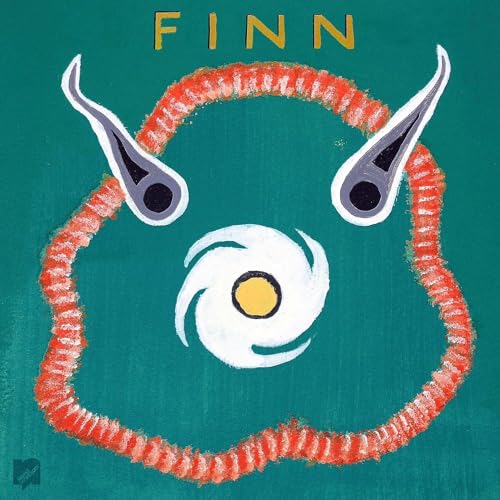 Finn" CD cover: teal background with abstract orange, white, and yellow shapes.