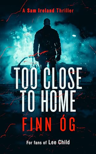 Book cover: silhouetted man stands before burning vehicles, dark blue background.