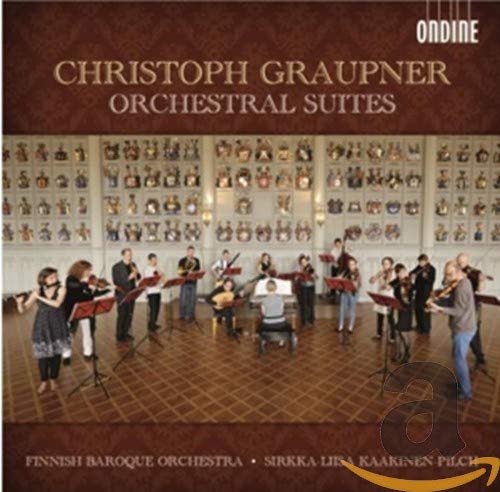 CD cover showing the Finnish Baroque Orchestra performing in a room with many clocks.