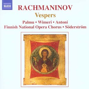 CD cover for Rachmaninov’s Vespers featuring an Orthodox icon.
