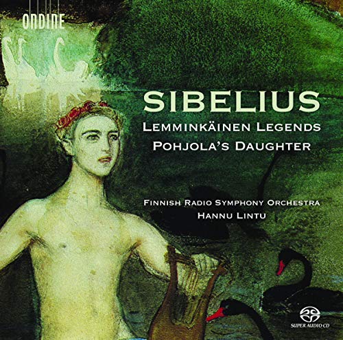 CD cover art featuring a figure with a lyre and swans on green background.