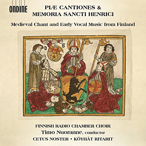 CD cover featuring medieval illustration of a bishop surrounded by people, on beige background.
