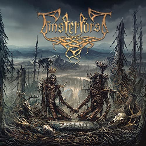 Dark fantasy album cover with skeletal figures and a desolate landscape.