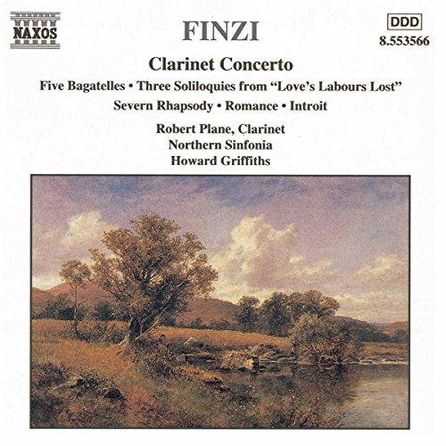 CD cover for Finzi’s Clarinet Concerto with a landscape painting.