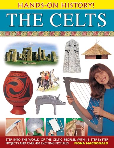Book cover featuring Celtic artifacts, landscapes, and a girl with a harp.