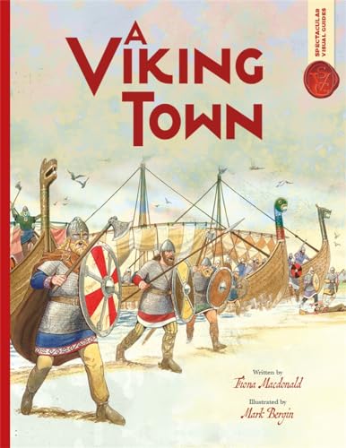 Book cover depicting Viking warriors and longships in a coastal town.