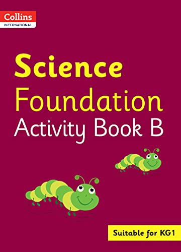 Red book cover with “Science Foundation Activity Book B” and two caterpillars.