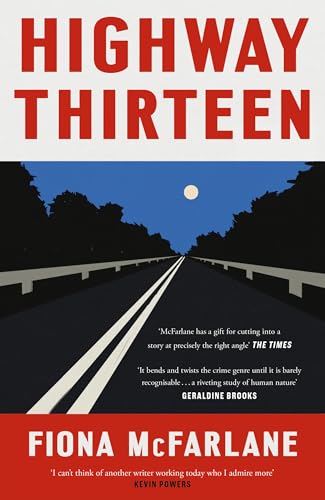 Book cover showing a highway at night under a full moon with bold text.