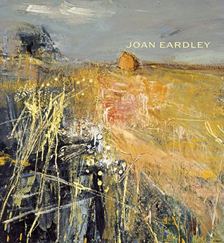 Impressionistic oil painting of a golden field with a haystack under a grey sky.