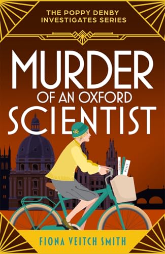 Book cover: woman on bicycle with Oxford buildings in background.