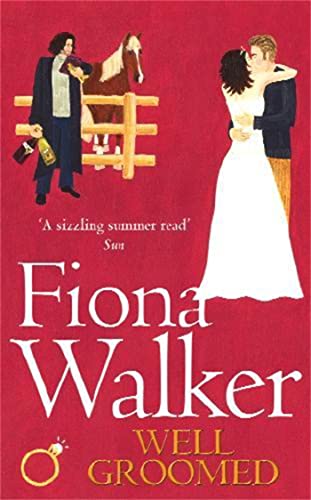 Book cover: couple embracing, man with horse, red background, "Well Groomed".