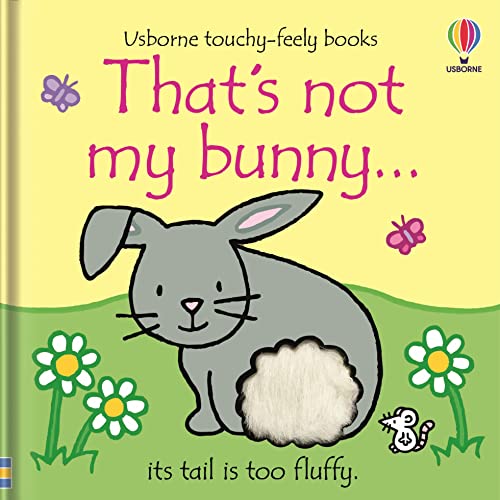 Children's book cover featuring a gray bunny with a fluffy tail.