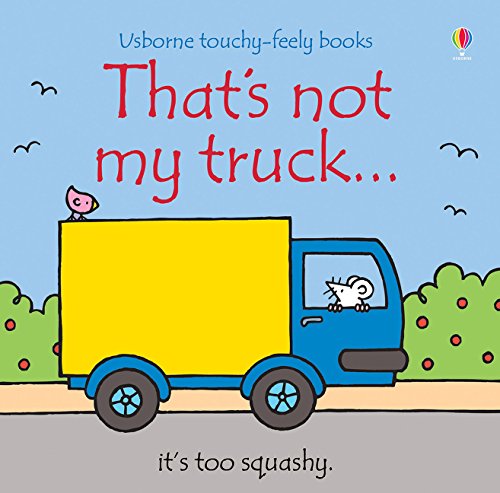 "Children's book cover featuring a cartoon truck with a hedgehog and bird, blue sky background."