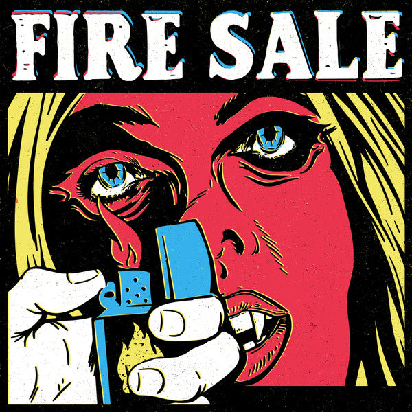 Pop art album cover featuring a distressed woman with a blue phone.