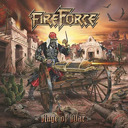 Western-themed album cover featuring a skeleton with a gatling gun and riders.