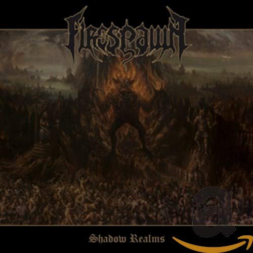 CD cover for Firespawn’s “Shadow Realms” featuring a dark, fiery landscape.