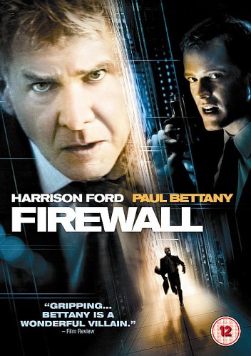 DVD cover for Firewall featuring Harrison Ford and Paul Bettany with a silhouette running.
