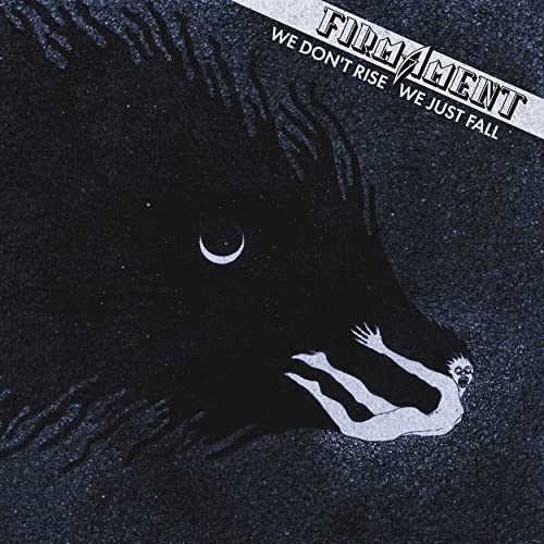 A figure falls into a dark void beneath a crescent moon on this album cover.