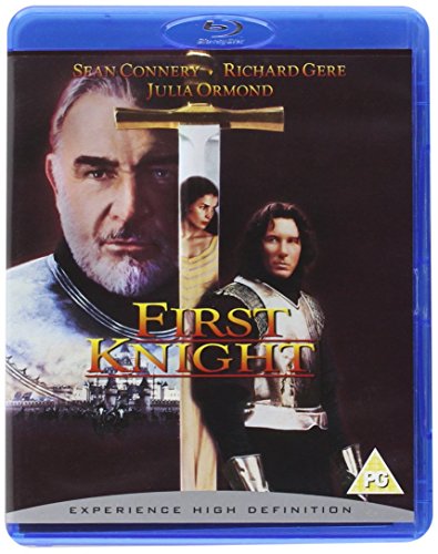 Blu-ray cover art for First Knight featuring Sean Connery, Richard Gere, and Julia Ormond.