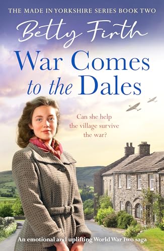 Book cover: woman in coat, village scene, airplanes in sky.