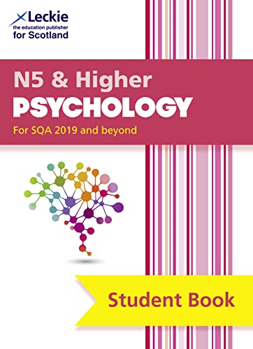 Textbook cover for N5 & Higher Psychology with a colorful brain graphic.