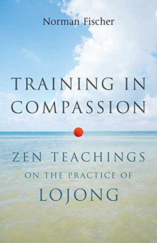 Book cover with title "Training in Compassion" over a seascape.