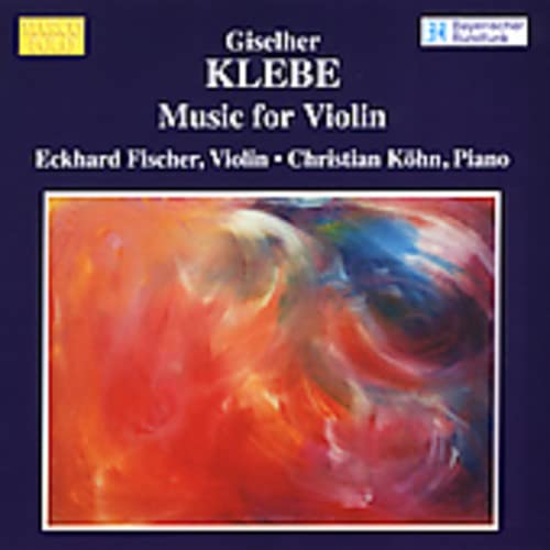 CD cover for Gisela Klebe violin music with abstract orange artwork.