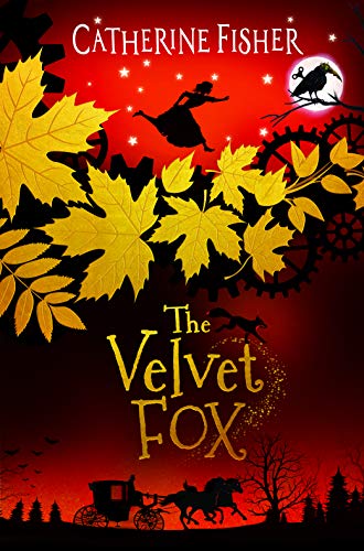 Book cover: red background with silhouette figures, gears, and falling leaves.