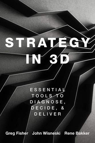 Book cover with abstract geometric design and white text: "Strategy in 3D".