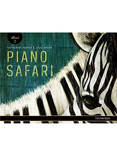 Piano Safari Technique Book 2 cover featuring a zebra on a teal textured background.