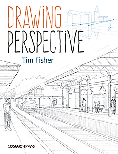 Book cover with sketched buildings and the title "Drawing Perspective".