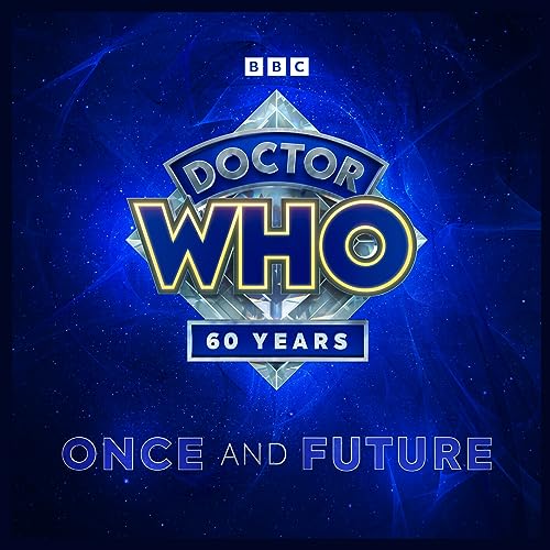 Doctor Who logo with “60 Years” text on a blue, starry background.