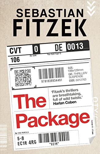 Book cover resembling a shipping package with bold red title "The Package".