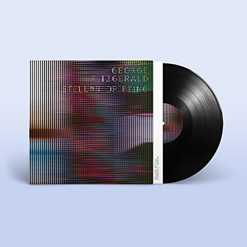 Vinyl record with colorful, textured cover and white text.