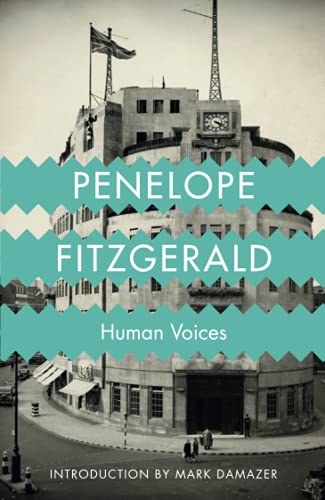 Book cover featuring a black-and-white photo of Broadcasting House with teal zigzag text overlays.