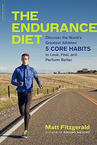 Book cover featuring a runner on a rural road, titled "The Endurance Diet".
