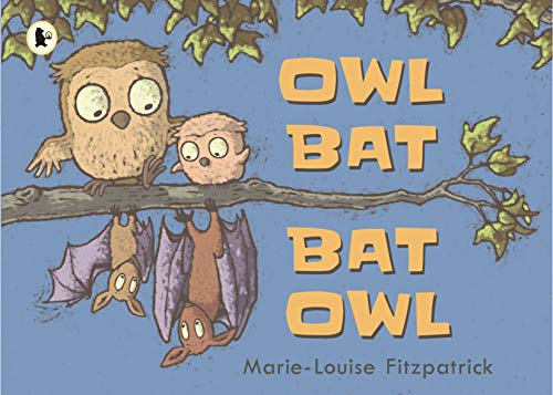 Book cover with cartoon owls and bats on a branch.